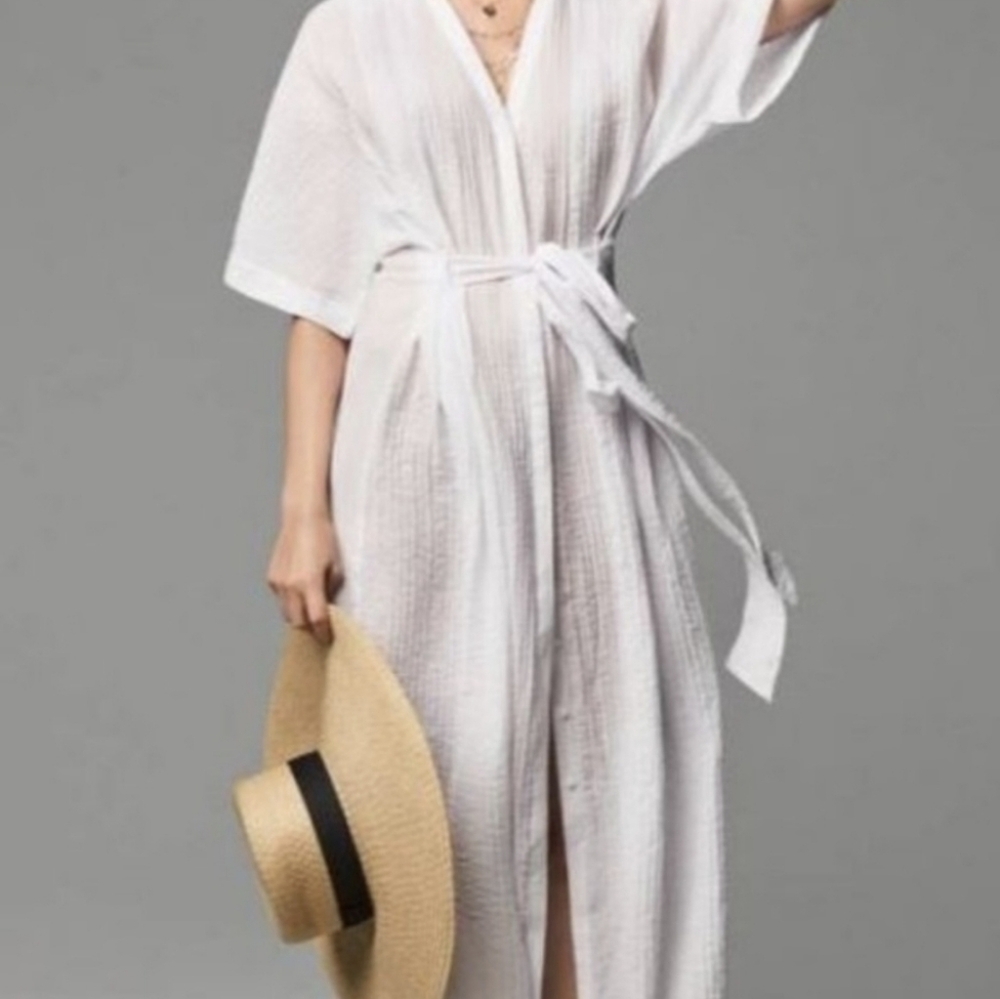 H&M Crinkled Midi Kaftan White Size  4